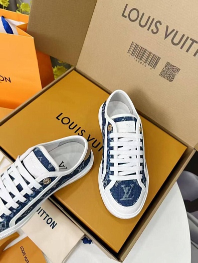 Женские комбинированные кеды Louis Vuitton Premium - Blue   