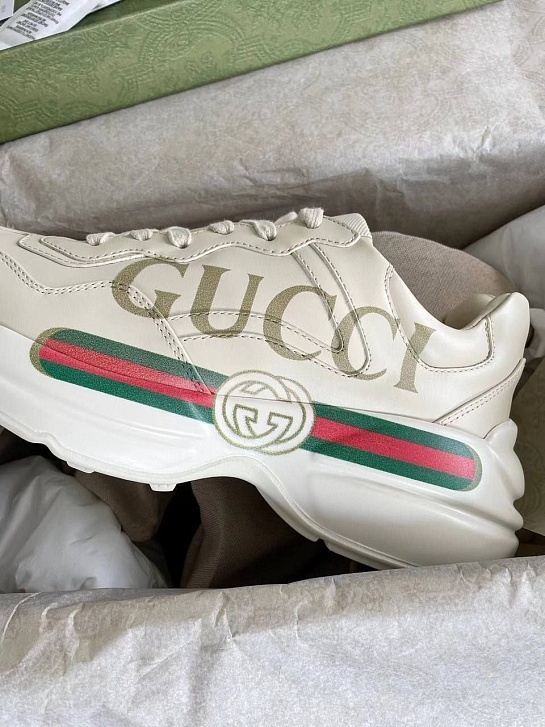 Кожаные кроссовки Gucci GG Rhyton - White
