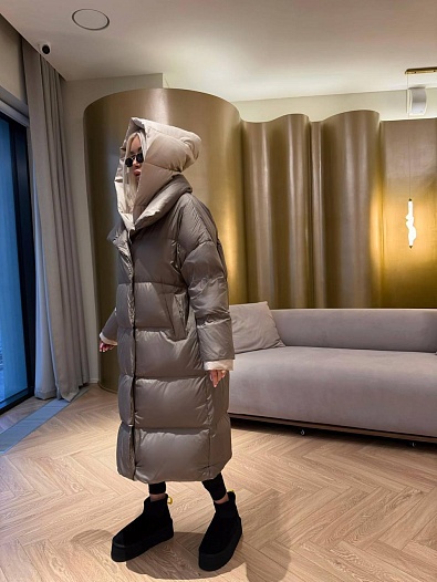 Женский пуховик с капюшоном Max Mara premium - Brown   