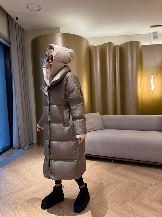 Женский пуховик с капюшоном Max Mara premium - Brown