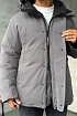 Серый пуховик Canada Goose Sanford logo-patch