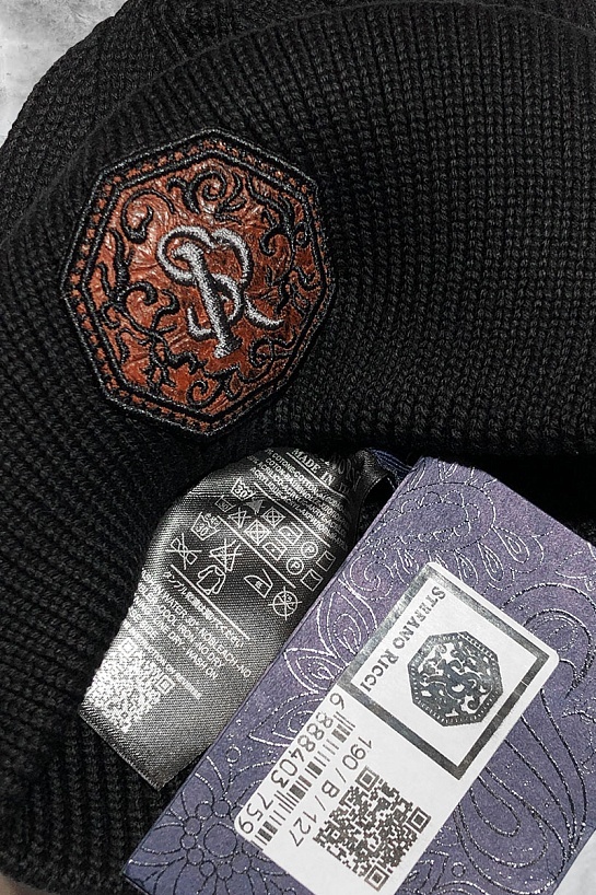 Мужская чёрная шапка Stefano Ricci