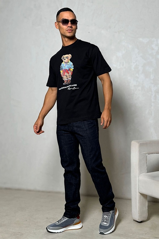 Мужская чёрная футболка Роlо Ralрh Lаurеn "Bear"