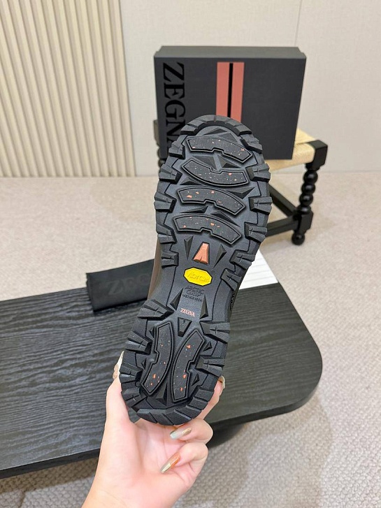 Кожаные кроссовки Zegna Triple Stitch Monte - Brown