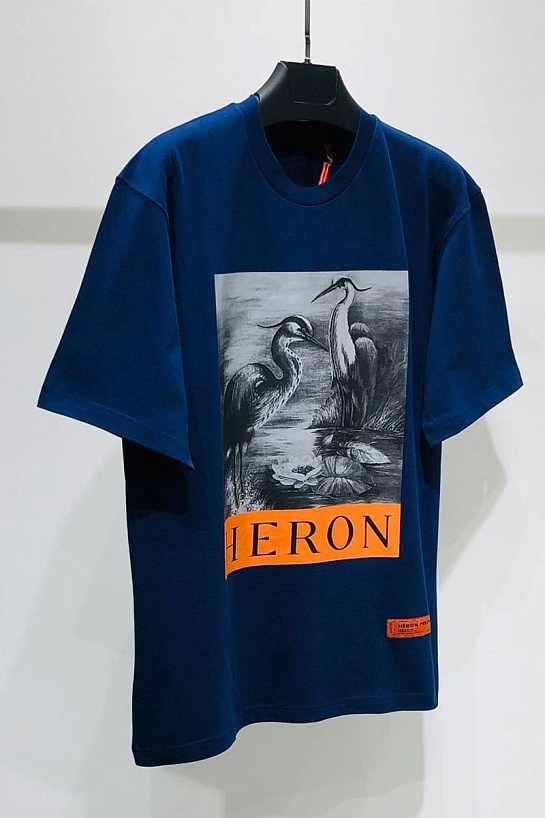 Тёмно-синяя оверсайз футболка Heron Preston