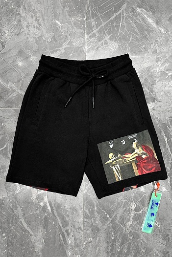 Мужские чёрные шорты Off-White Caravaggio Print   