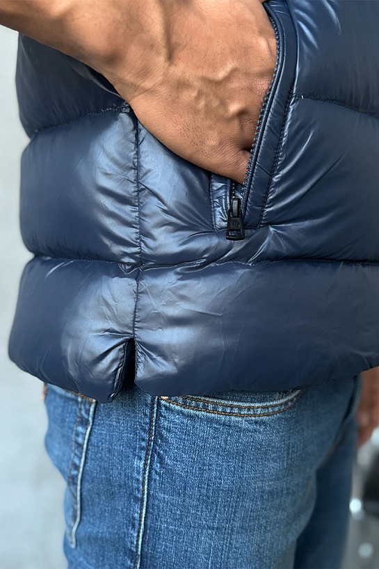 Мужской синий жилет Moncler Cardamine logo-patch