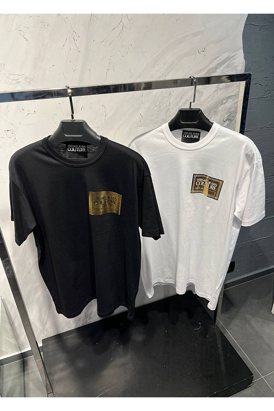 Мужская чёрная футболка Versace Jeans Couture Piece Number