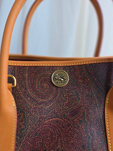 Кожаная сумка Etro с узором пейсли 37x28 см   