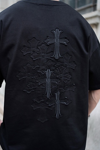 Чёрная оверсайз футболка Chrome Hearts Premium   