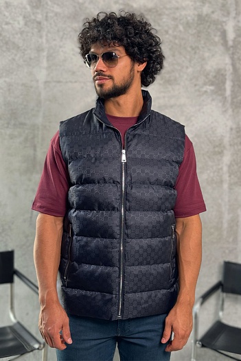 Мужской темно-синий жилет Gucci GG monogram   