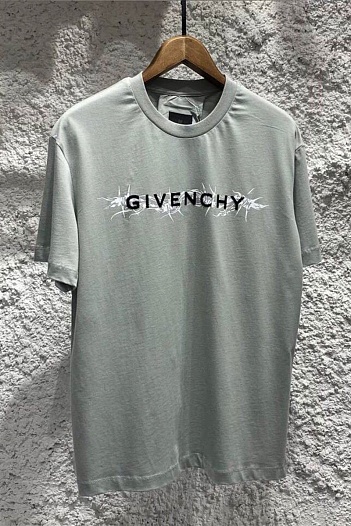 Серая оверсайз футболка Givenchy Barbed Wire-print   