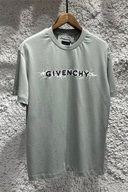 Серая оверсайз футболка Givenchy Barbed Wire-print