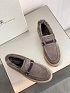 Женские замшевые лоферы с мехом Brunello Cucinelli Premium - Grey