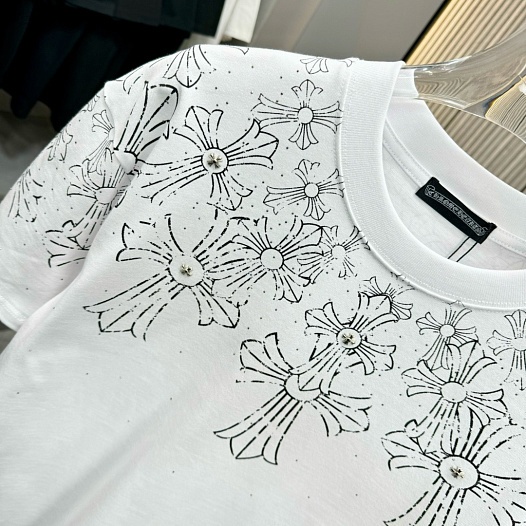 Белая оверсайз футболка Chrome Hearts Premium   