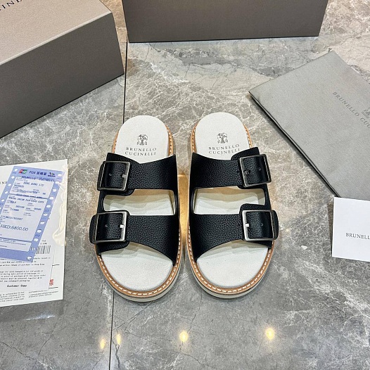 Кожаные шлёпанцы Brunello Cucinelli Urban   