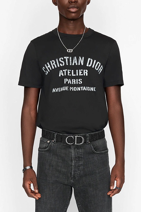 Мужская чёрная футболка Dior Atelier Paris Avenue Montaigne