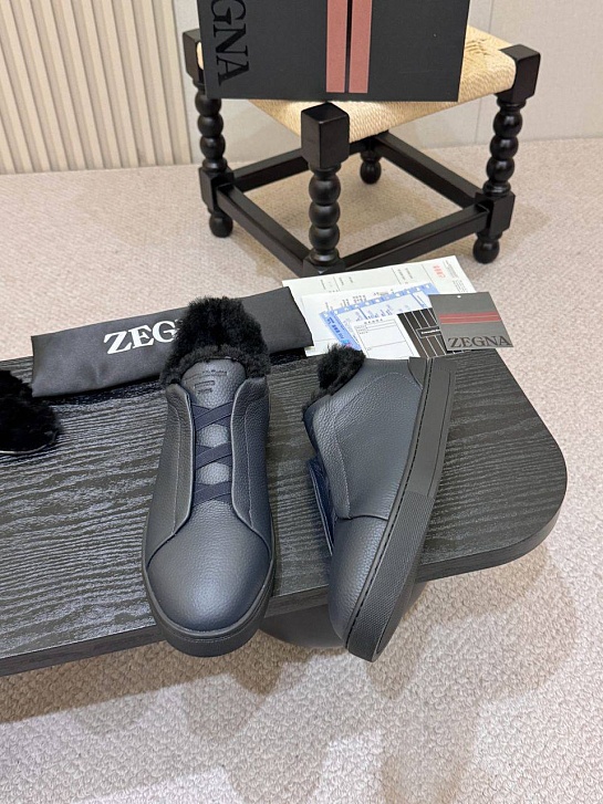 Кроссовки с мехом Ermenegildo Zegna Triple Stitch high-top