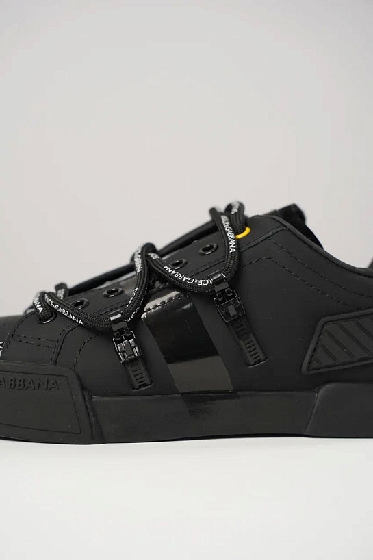 Черные кожаные кроссовки Dolce & Gabbana