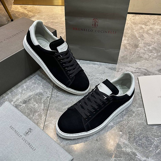 Мужские кроссовки Brunello Cucinelli nubuck calfskin - Black