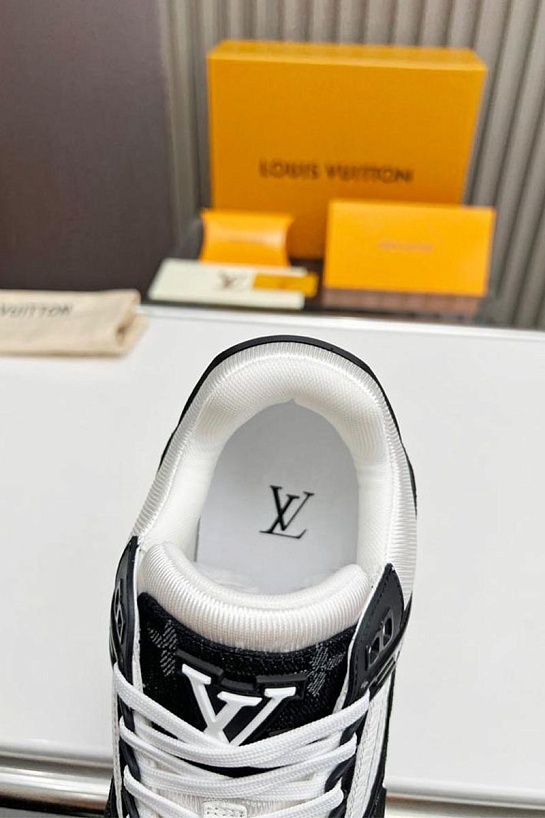Кожаные кроссовки Louis Vuitton Trainer Monogram - White / Black