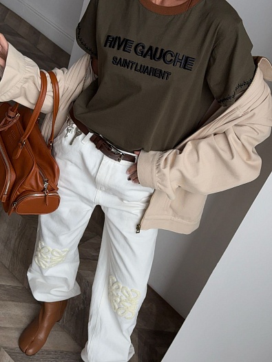 Женские джинсы белого цвета Loewe Slouchy   