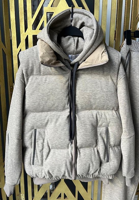 Женский серый костюм тройка Brunello Cucinelli