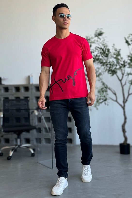 Мужская красная футболка Hugo Boss