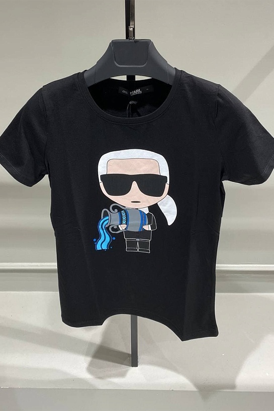 Женская чёрная футболка Karl Lagerfeld "Aquarius"