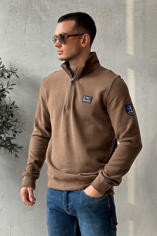 Кофта с высоким горлом Paul & Shark logo-patch - Brown