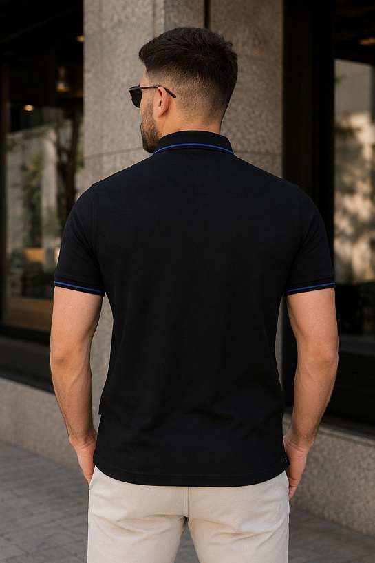 Чёрное поло Armani Exchange embroidered-logo