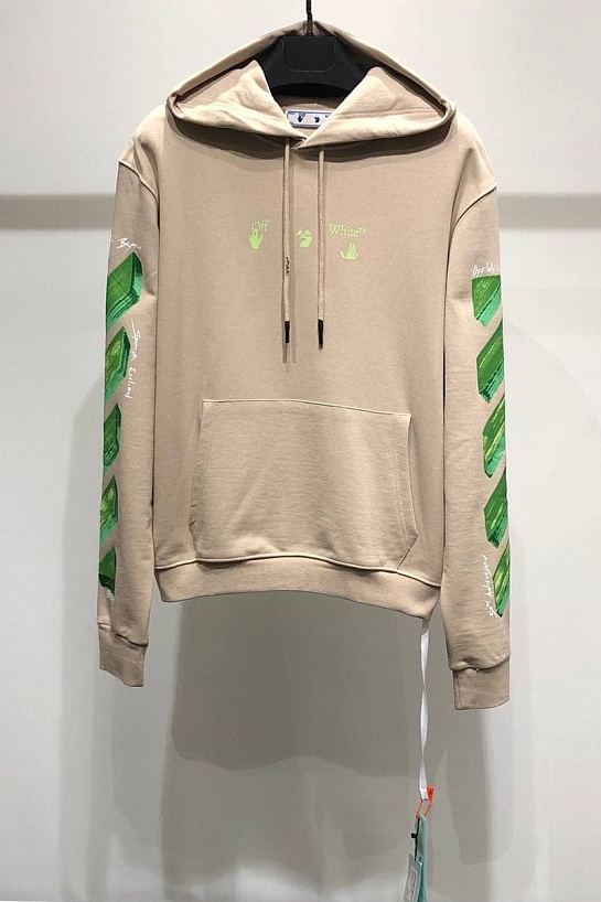 Мужское бежевое худи Off-White Marker Arrow