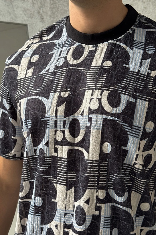 Мужская футболка Dior Oblique - Blue / White