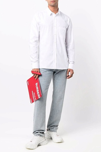 Мужская рубашка Balmain embroidered logo - White   