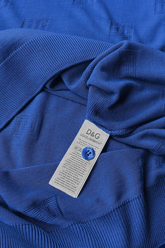 Мужское поло Dolce & Gabbana monogram all-over - Blue