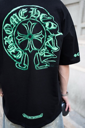 Чёрная оверсайз футболка Chrome Hearts Premium   