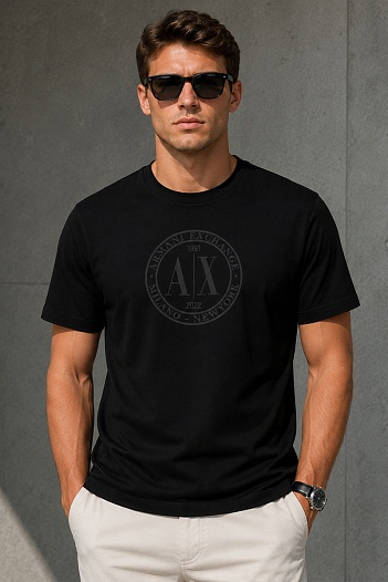 Футболка чёрного цвета Armani Exchange black logo   