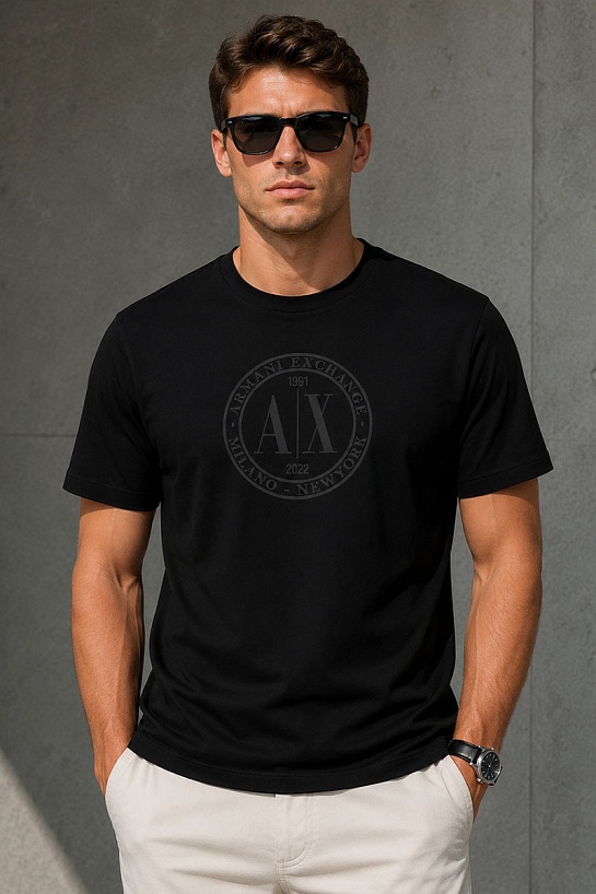 Футболка чёрного цвета Armani Exchange black logo