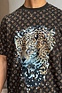 Коричневая оверсайз футболка Louis Vuitton Monogram All-over Tiger