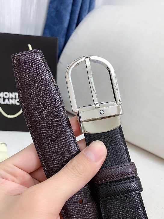 Двусторонний кожаный ремень Montblanc Premium (ширина 3.4 см)