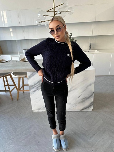 Женский синий свитер MIU MIU   