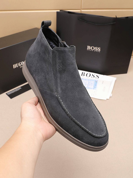 Замшевые лоферы с мехом Hugo Boss high-top - Grey