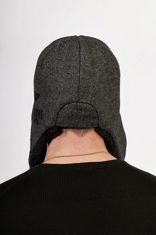 Шапка-ушанка серого цвета Armani Jeans