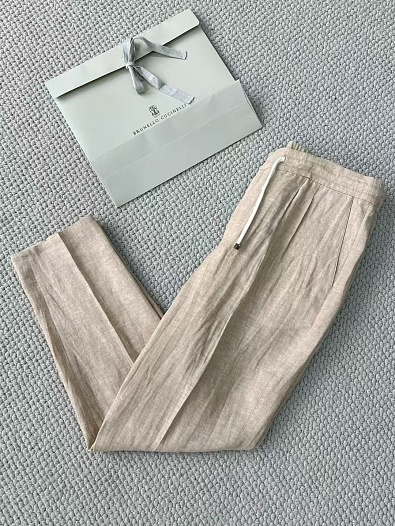 Льняные брюки Brunello Cucinelli Premium - Beige   