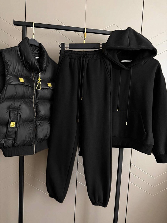 Женский костюм тройка на флисе Schiaparelli Premium - Black