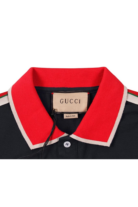 Поло тёмно-синего цвета Gucci Web Stripe