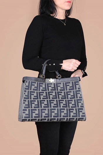 Женская сумка Fendi X-Tote shopper FF embroidery 41x28 см (2 расцветки)   