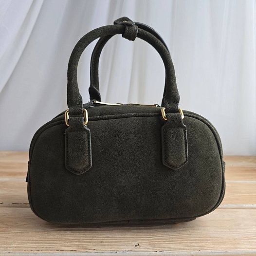 Замшевая зелёная сумка MIU MIU 23x13 см   