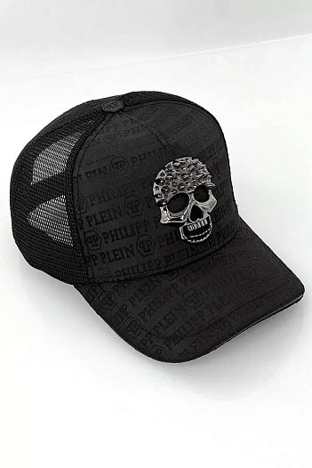Бейсболка чёрного цвета Philipp Plein metallic-skull   