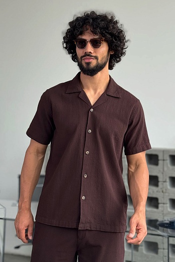 Мужская рубашка Loro Piana коричневого цвета   